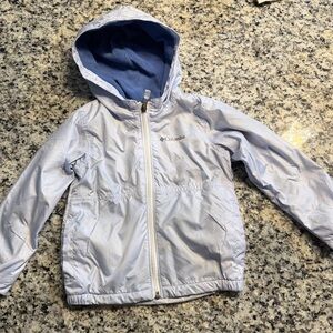 Columbia Light Blue Hooded Kids Rain Jacket